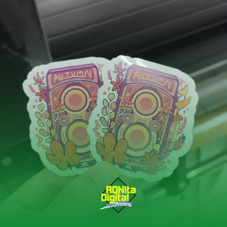 Cetak Stiker Vinyl Standar Transparan Diecut A2
